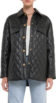 Grey Lab Oversize Quilted Faux Leather Jacket