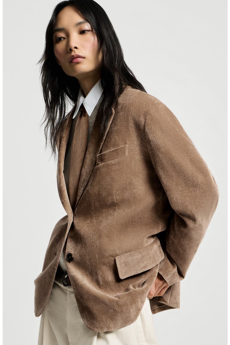 Fluid corduroy blazer, Alternate, color, Espresso