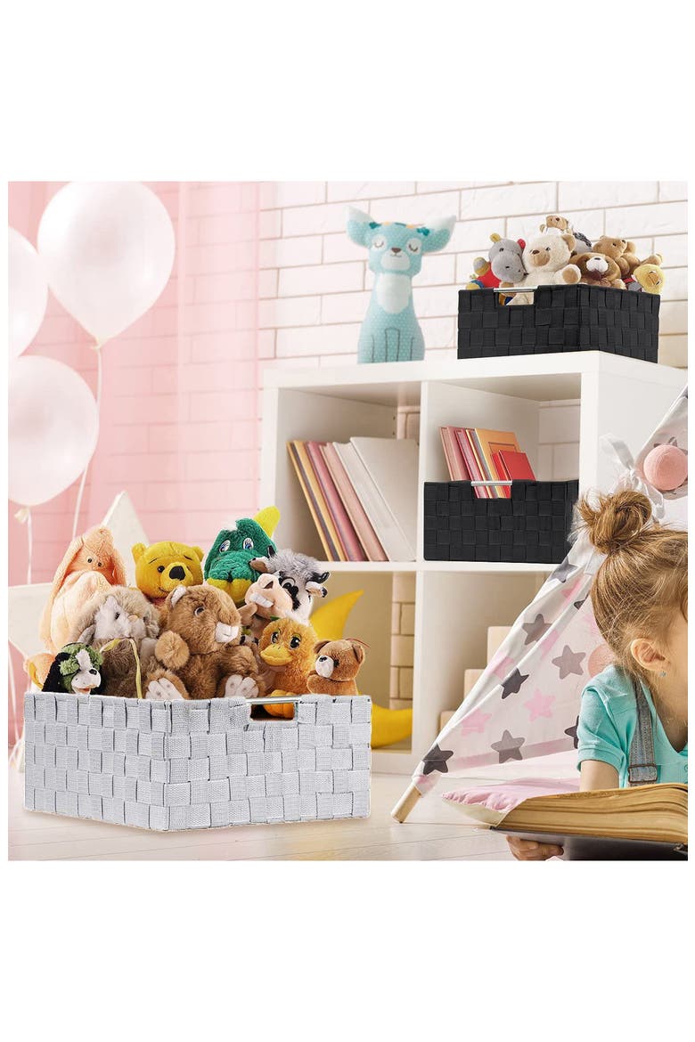 Weave 3-Piece Stacking Basket Set, Alternate, color, WHITE