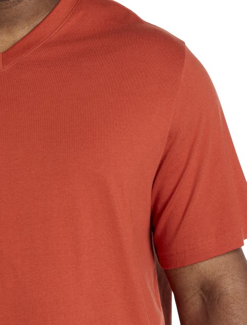 Harbor Bay By Dxl Moisture-wicking Jersey V-neck T-shirt In Cinnabar
