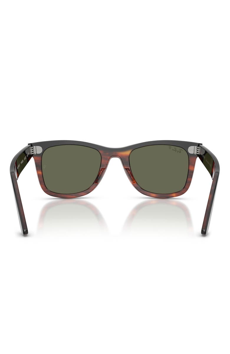 Ray-Ban 52mm Wayfarer Polarized Square Sunglasses, Alternate, color, Black On Havana / Polar Green
