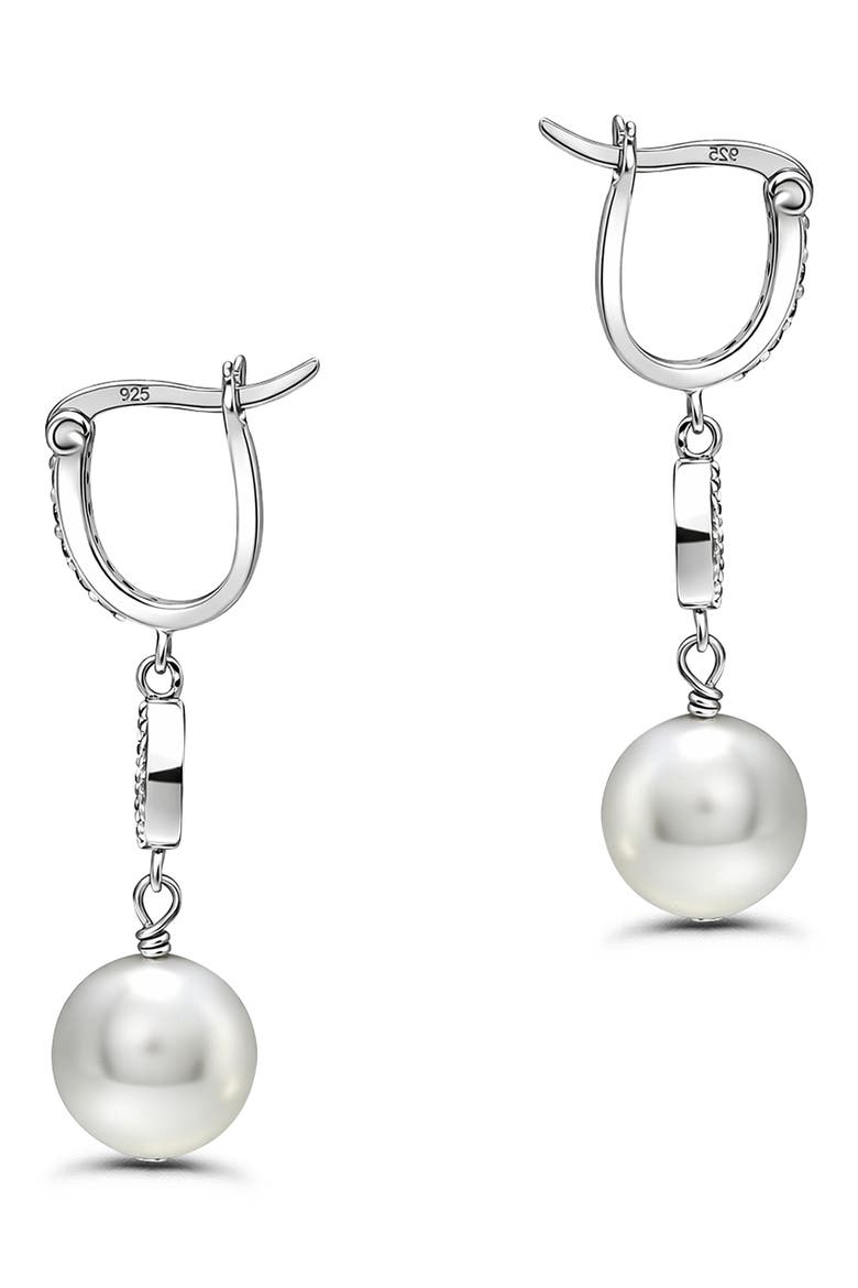 Cubic Zirconia & Imitation Pearl Drop Earrings, Alternate, color, SILVER