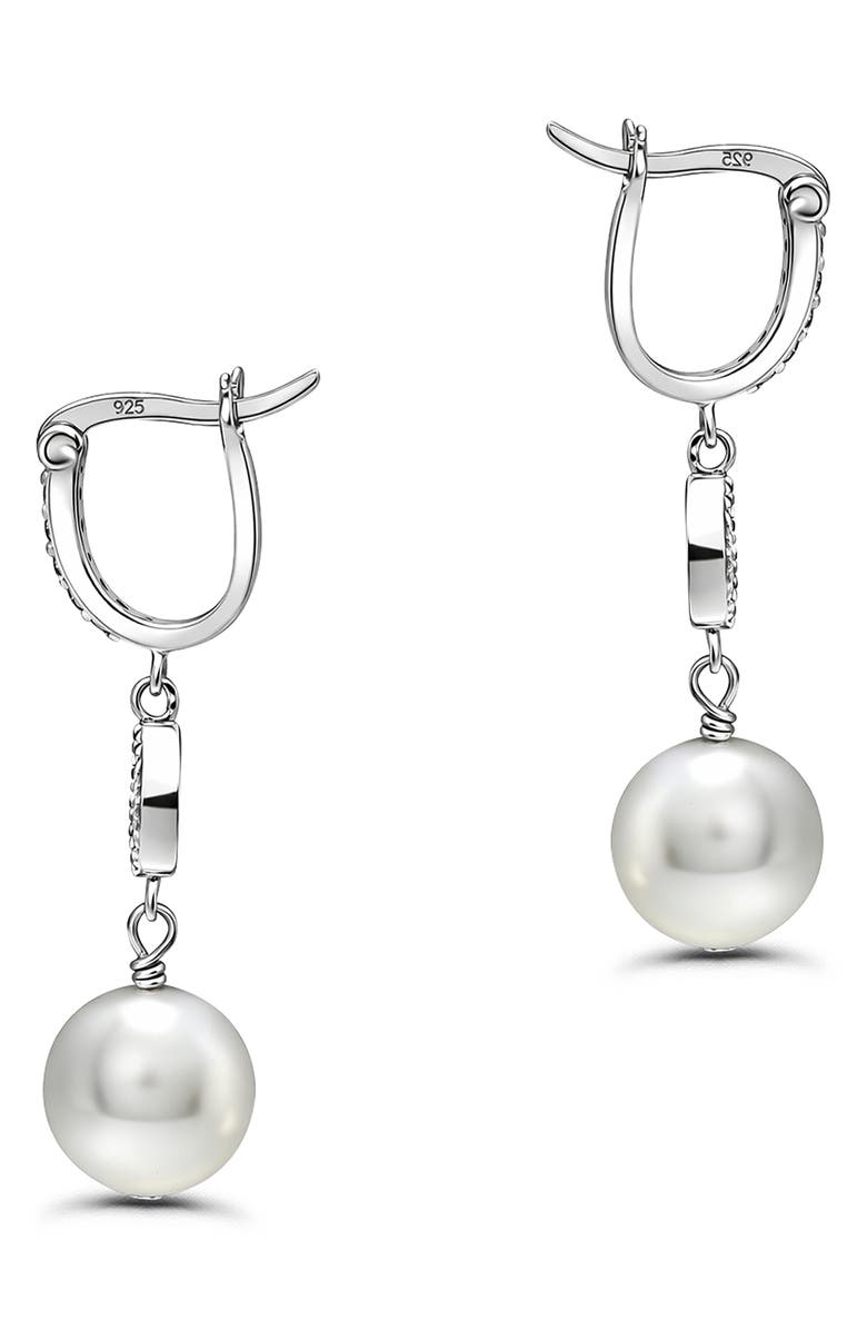 Christian Siriano New York Cubic Zirconia & Imitation Pearl Drop Earrings, Alternate, color, Silver