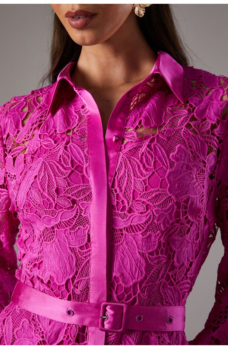 Coast Lace Long Sleeve Shirt Dress, Alternate, color, Magenta
