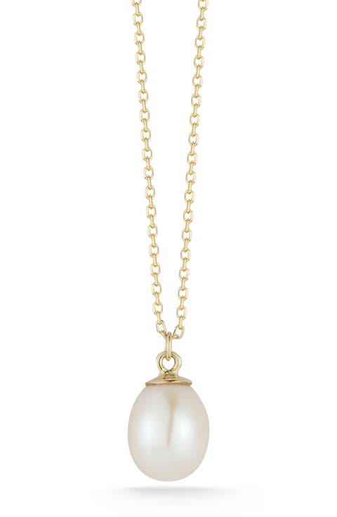 14K Gold Freshwater Pearl Pendant Necklace
