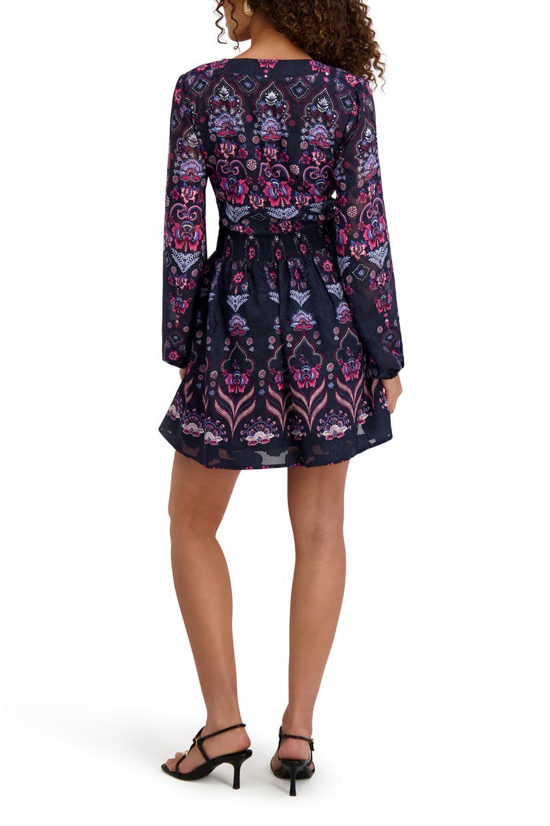 Printed Long Sleeve Dress, Alternate, color, NAVY/ MULTI