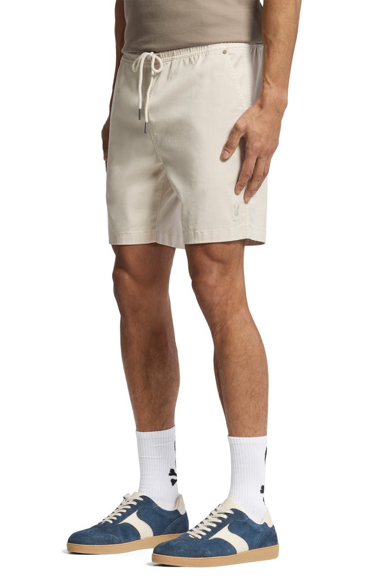 Psycho Bunny Willis Stretch Twill Drawstring Shorts, Alternate, color, Natural Linen