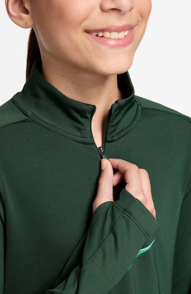 Nike Kids' Dri-FIT Half Zip Pullover, Alternate, color, Fir/ Mint Foam/ Fir