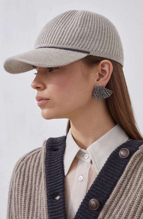 Brunello Cucinelli Sparkling Baseball Cap With Monili In Neutral