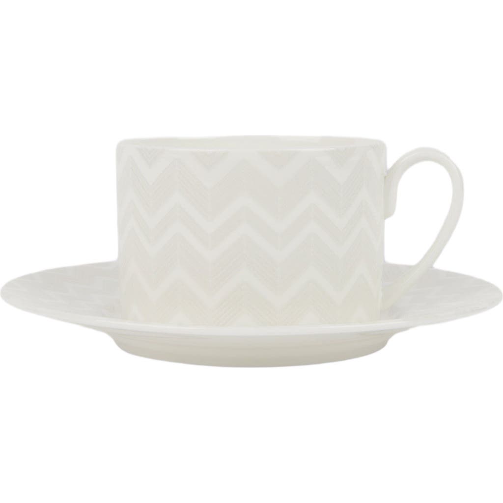 Missoni Home Zigzag White Set Of 2 Tea Cups & Saucers In White