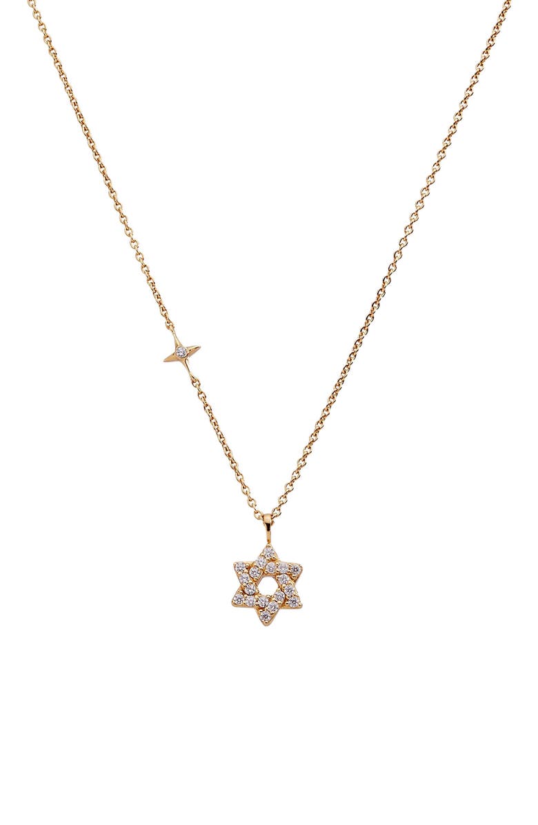 Alex and Ani Delicate Pave Star of David Pendant Necklace, Main, color, Gold