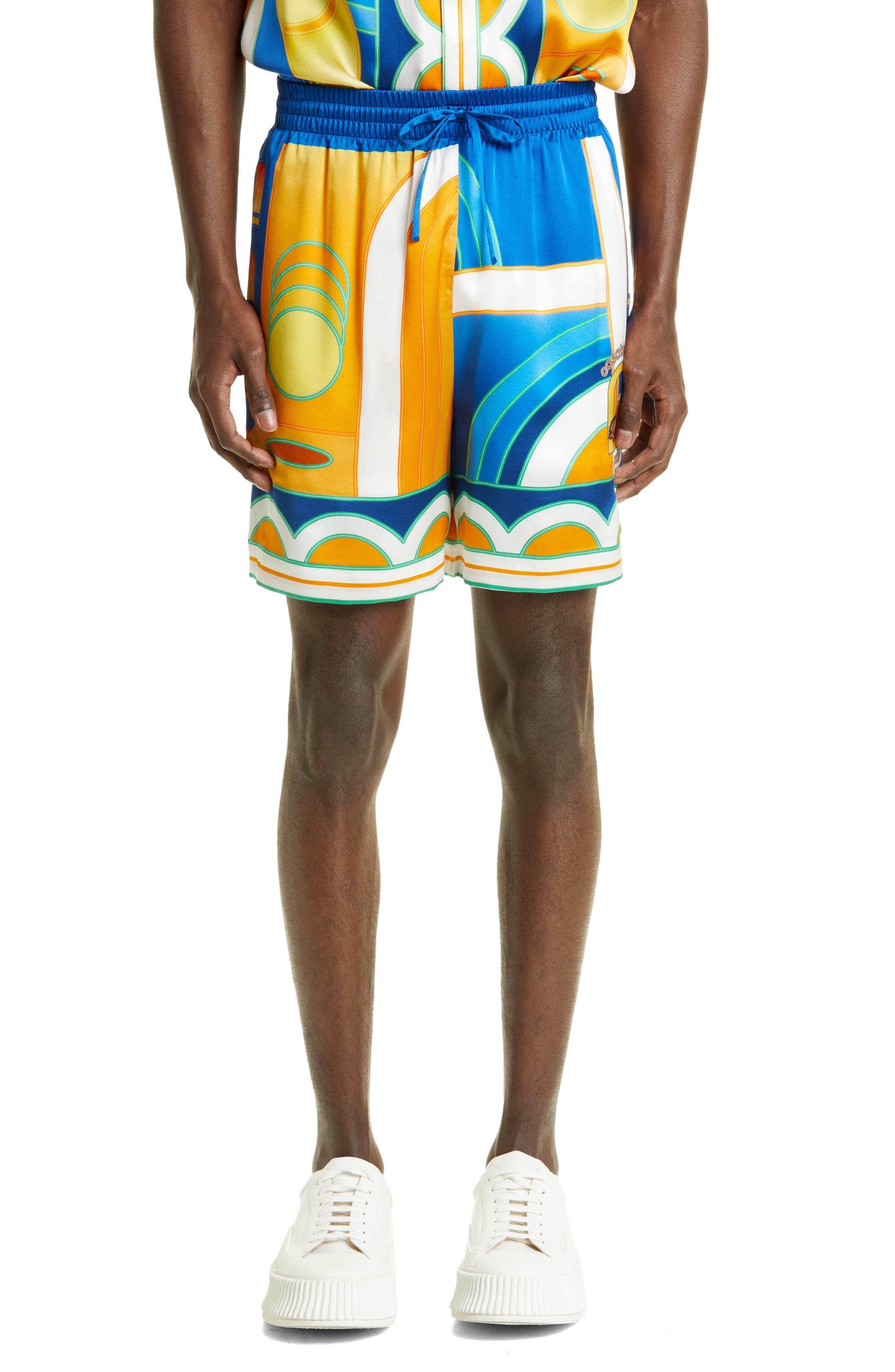 Colorblock 218 Casablanca Colorblock Silk Shorts (Men) | Nordstromrack