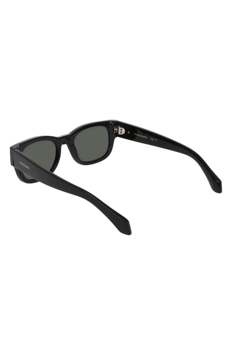 FERRAGAMO 51mm Modified Rectangular Sunglasses, Alternate, color, Black