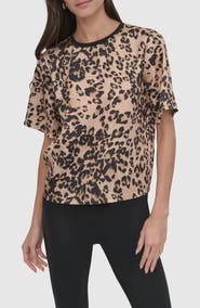 DKNY Print Scarf Twill Short Sleeve Top