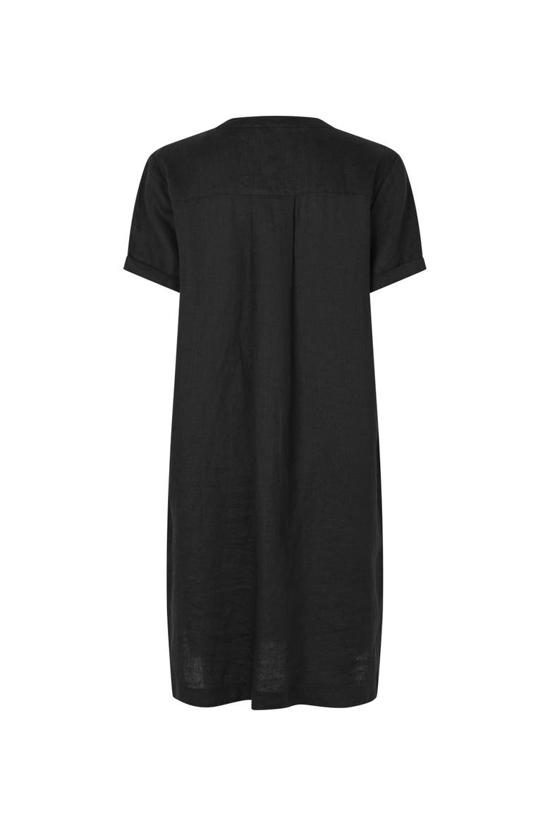 Manareela Linen V-Neck Tunic Dress, Alternate, color, Black