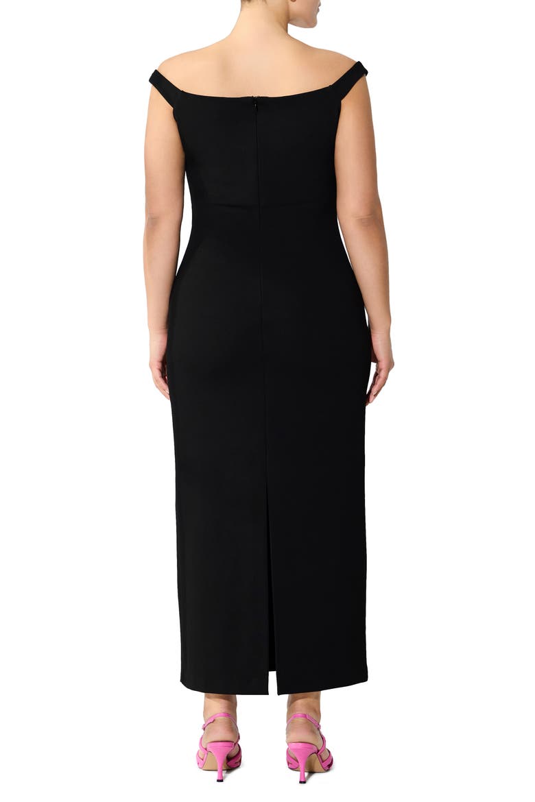 Eliana Off the Shoulder Back Slit Dress, Alternate, color, BLACK