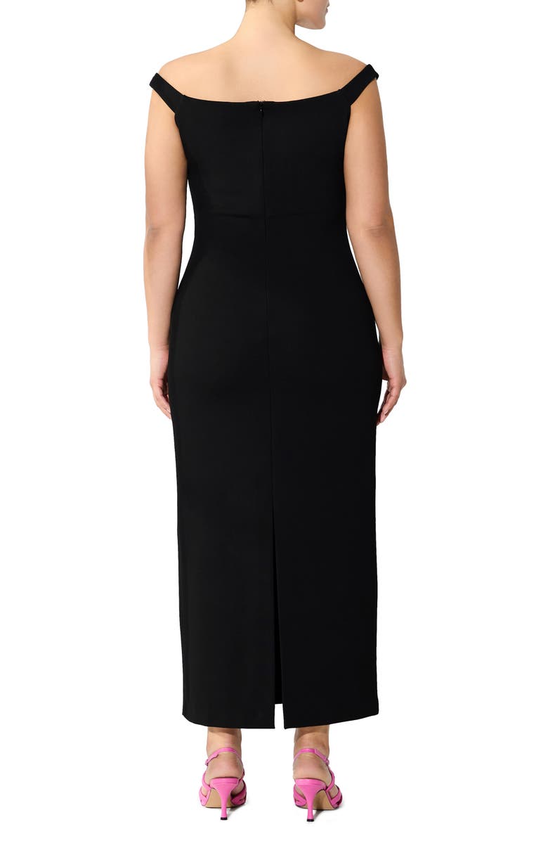 Marcella Eliana Off the Shoulder Back Slit Dress, Alternate, color, Black