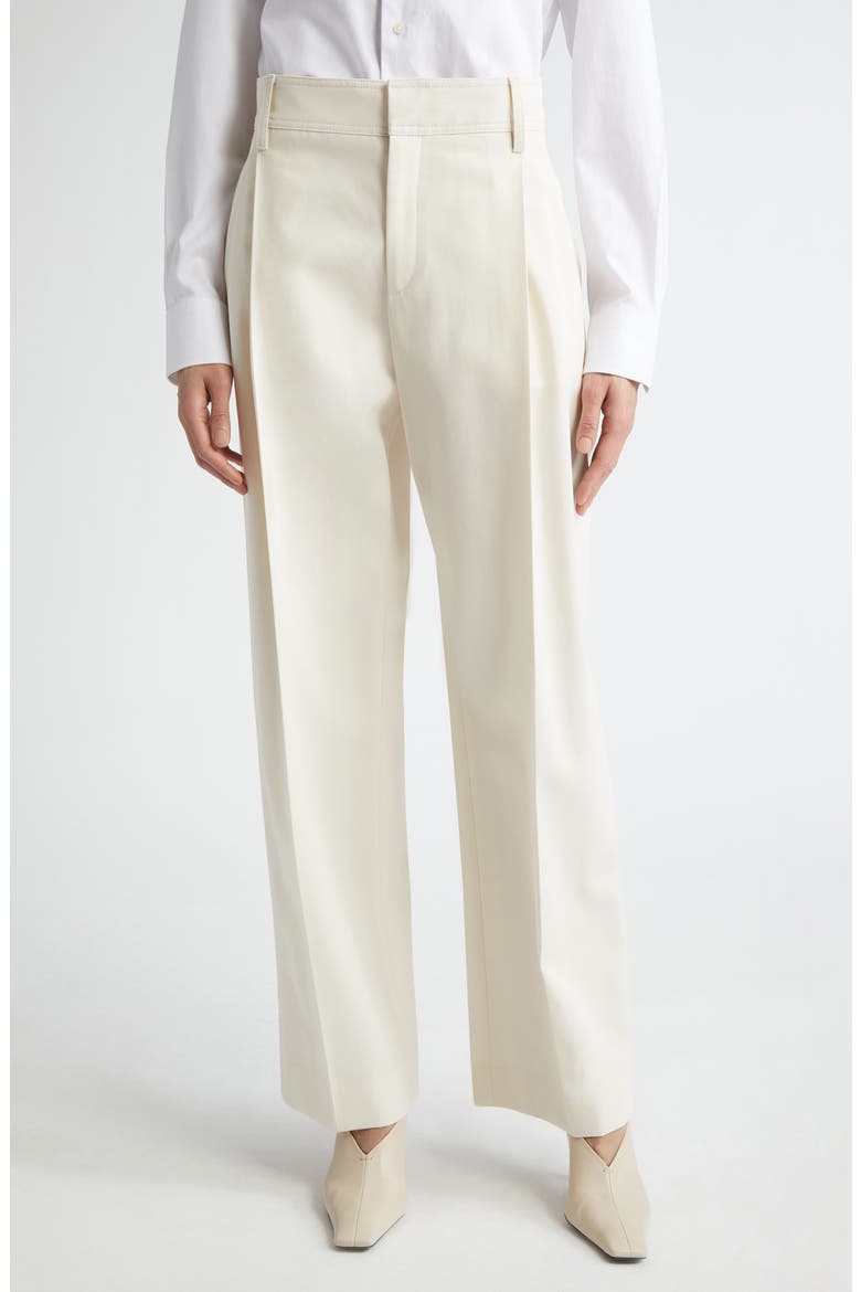 Pleat Front Stretch Wool Trousers, Main, color, IVORY