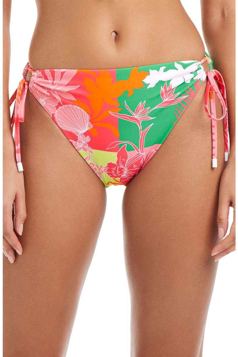 Adjustable Loop Bikini Bottoms, Main, color, GREEN/ PINK MULTI