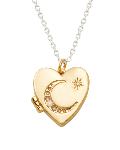 Selene Moon & Periwinkle Locket Necklace