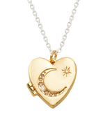 Fable England Selene Moon & Periwinkle Locket Necklace