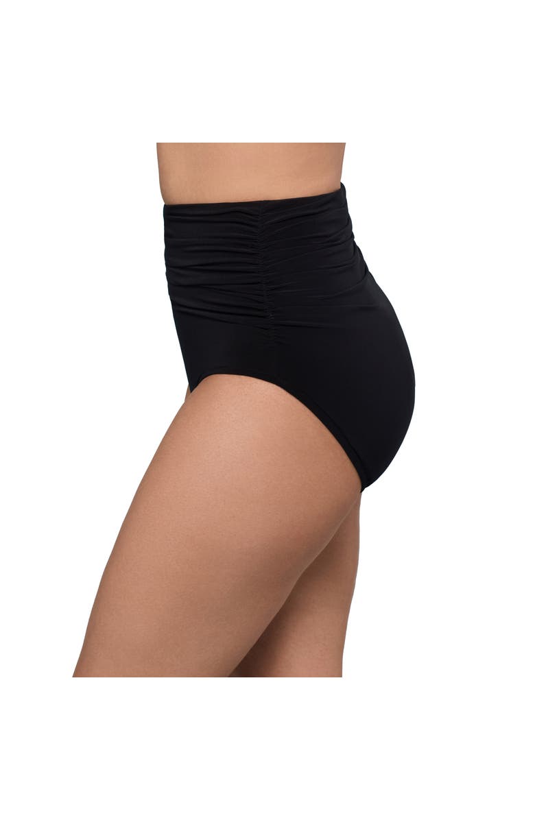 Trimshaper High Waist Shirred Control Swim Brief, Alternate, color, Black