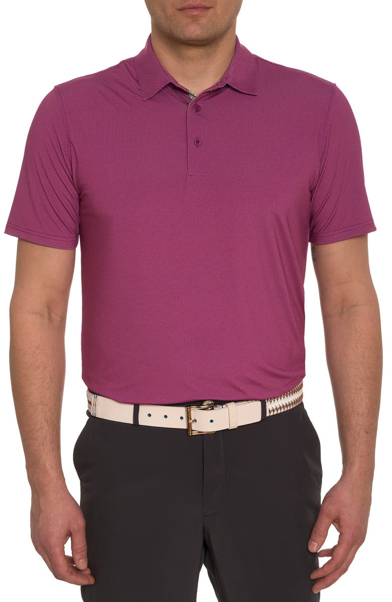 Robert Graham Alastor Microdot Bird's Eye Golf Polo, Main, color, Berry