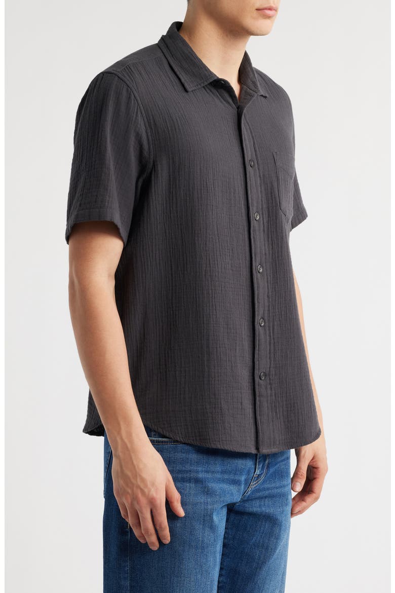 Duo Short Sleeve Gauze Button-Up Shirt, Alternate, color, GREY PHANTOM