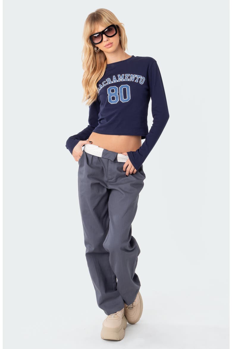 Folded Waist Wide Leg Chinos, Alternate, color, BLUE