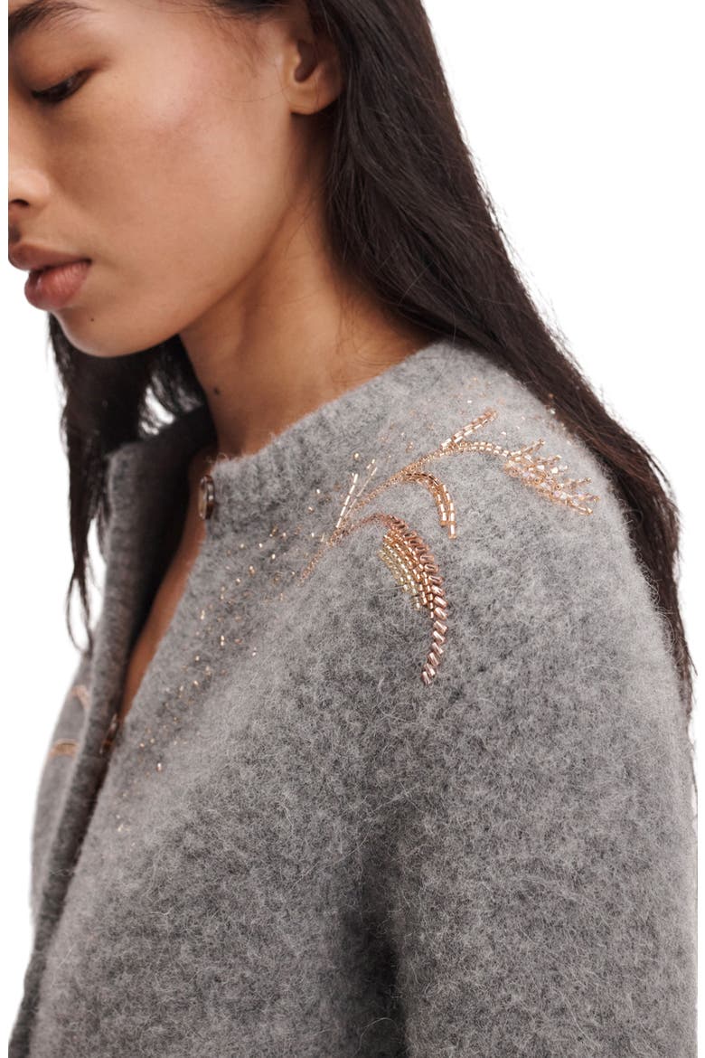 Iris Beaded Cardigan, Alternate, color, GREY