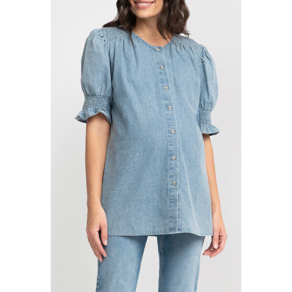 SERAPHINE SERAPHINE CHAMBRAY BUTTON-UP MATERNITY SHIRT