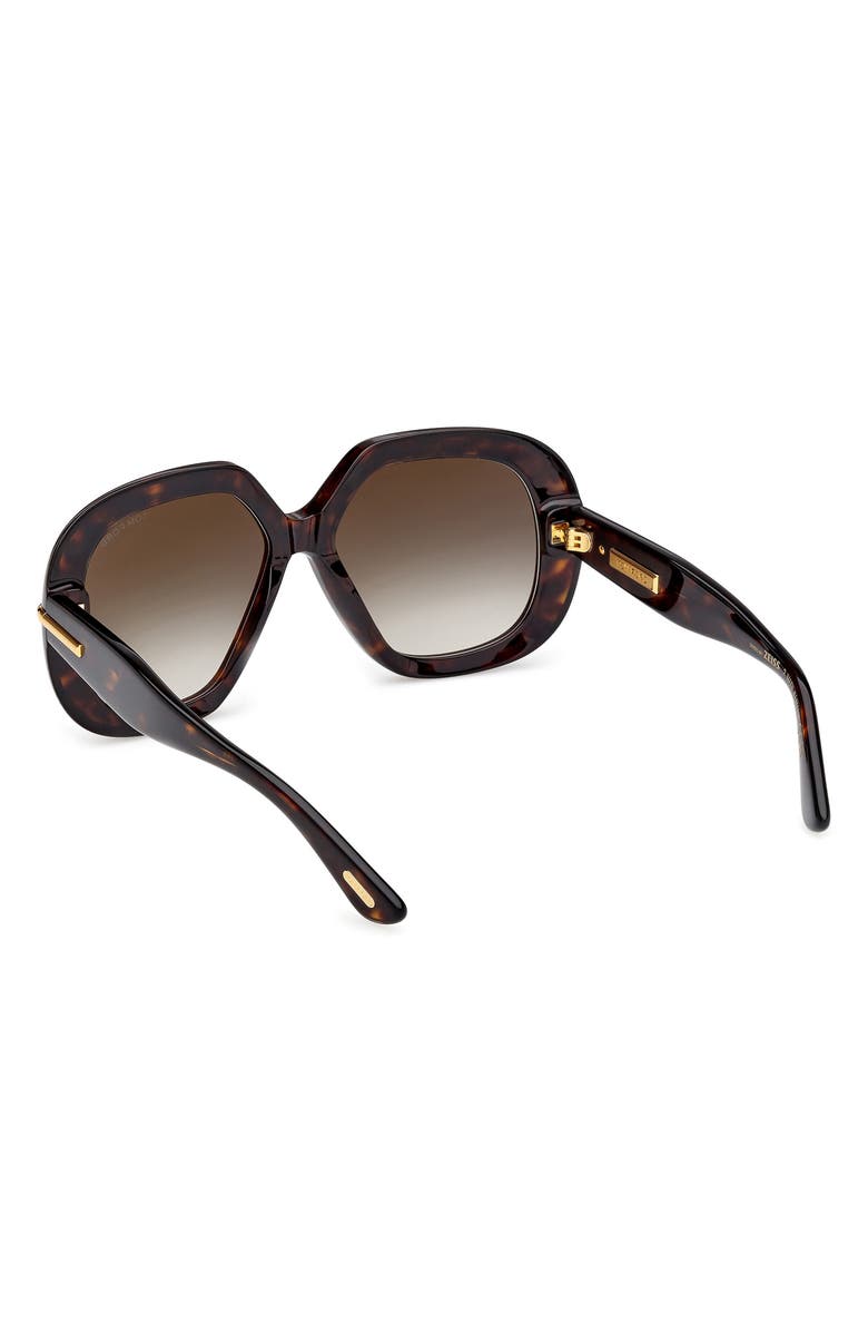 TOM FORD 56mm Geometric Sunglasses, Alternate, color, Dark Havana / Gradient Smoke