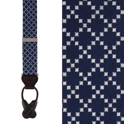 Rowan Geometric Pattern Silk Button End Suspenders (Braces)