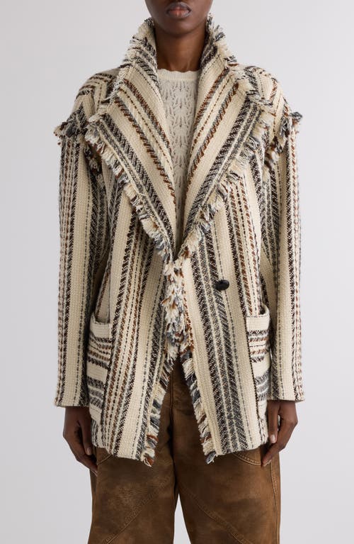 Isabel Marant Étoile Illisa Stripe Fringe Jacket In Neutral