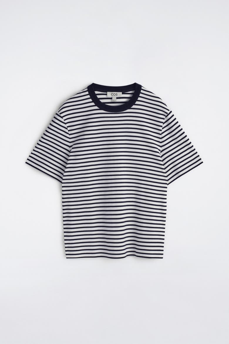Interlock Cotton Crew-Neck T-Shirt, Alternate, color, NAVY / WHITE / STRIPED