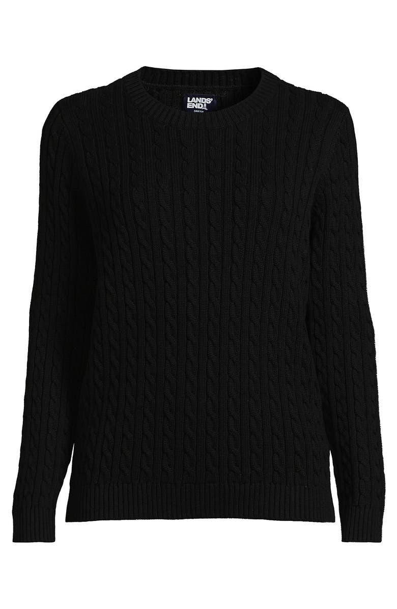Lands' End Cotton Drifter Crew Cable Pullover Sweater, Alternate, color, 