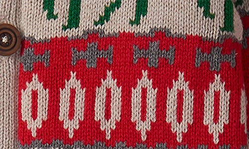 Hatley Fair Isle Winter Elk Cotton Blend Shawl Collar Sweater In Gray