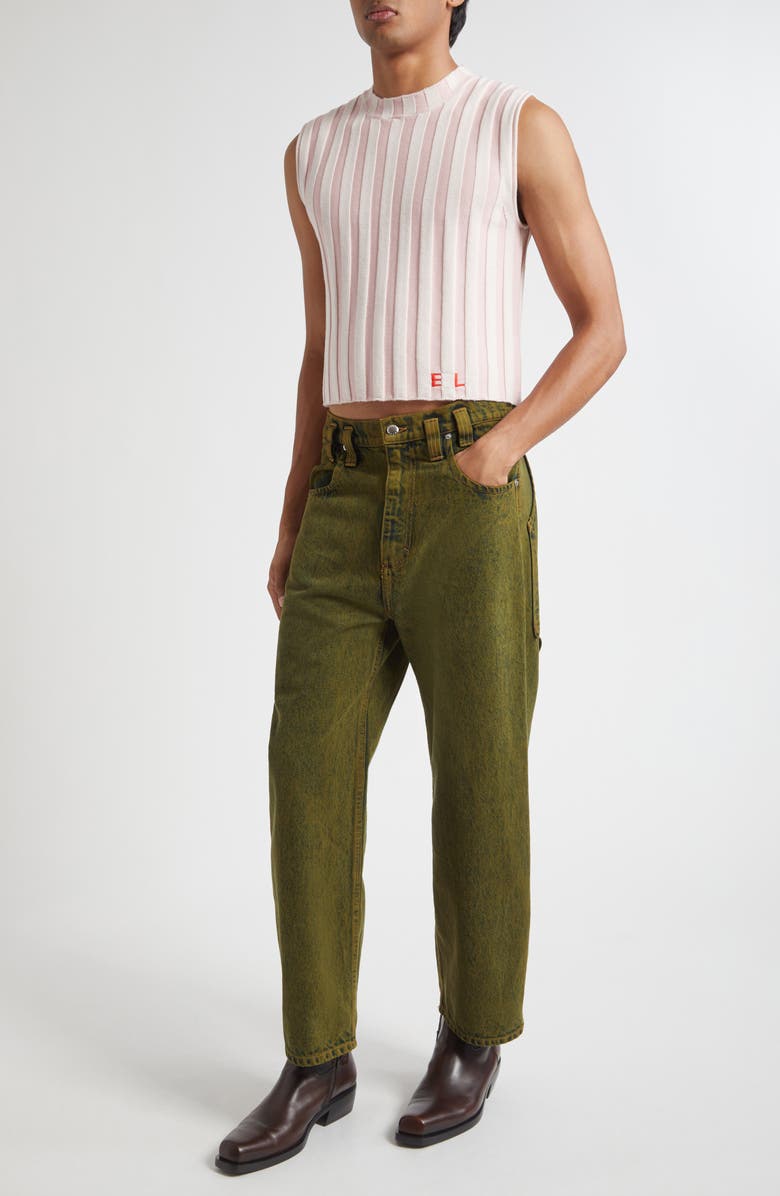 Eckhaus Latta Gender Inclusive Keyboard Stripe Merino Wool Sweater Vest, Alternate, color, Flamingo