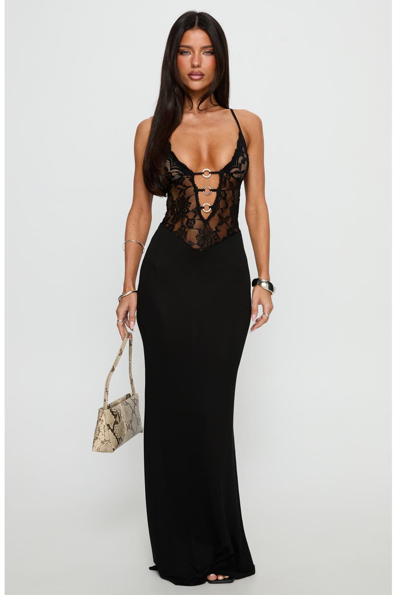 Totema Lace Gown, Alternate, color, BLACK