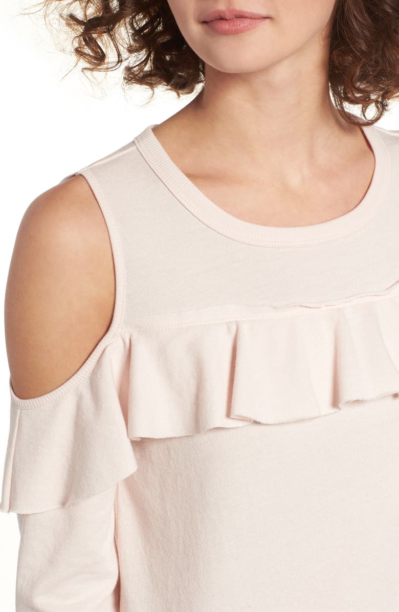 Socialite Ruffle Cold Shoulder Pullover, Alternate, color,