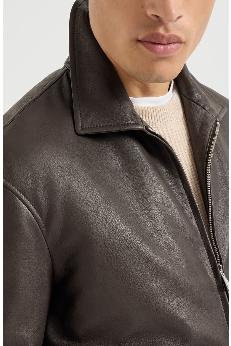 Nappa leather outerwear jacket, Alternate, color, Chocolate