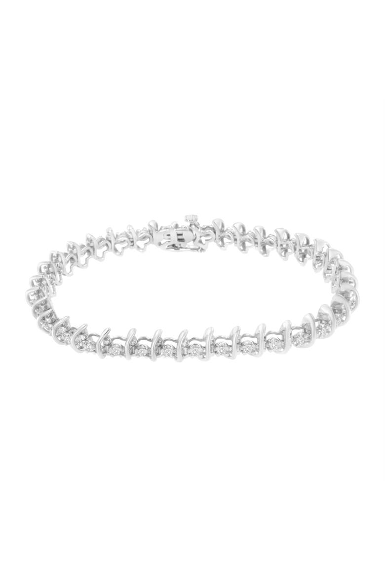 .925 Sterling Silver 1 cttw Prong-Set Diamond Link Bracelet (I-J, I1-I2) - 7.25", Alternate, color, White