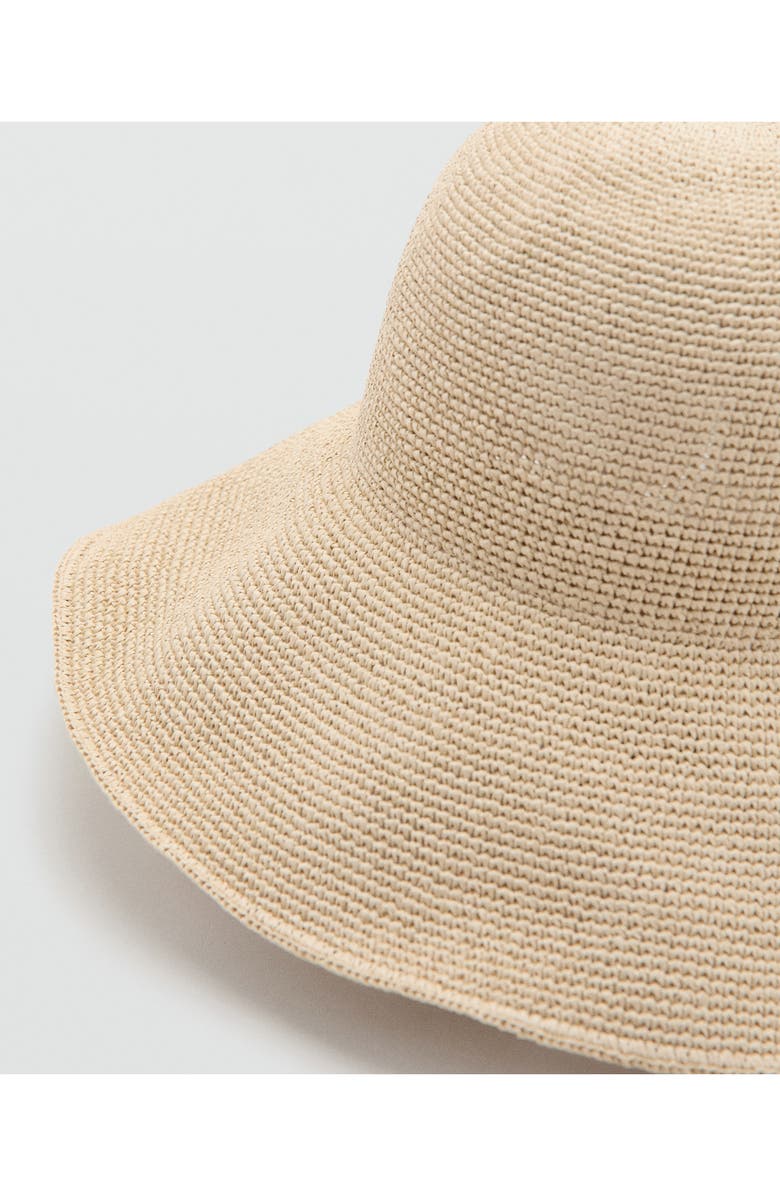 MANGO Straw Bucket Hat, Alternate, color, Ecru