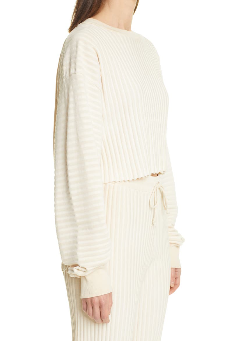 Oversize Crop Ribbed French Terry Sweatshirt, Alternate, color, CLOUD