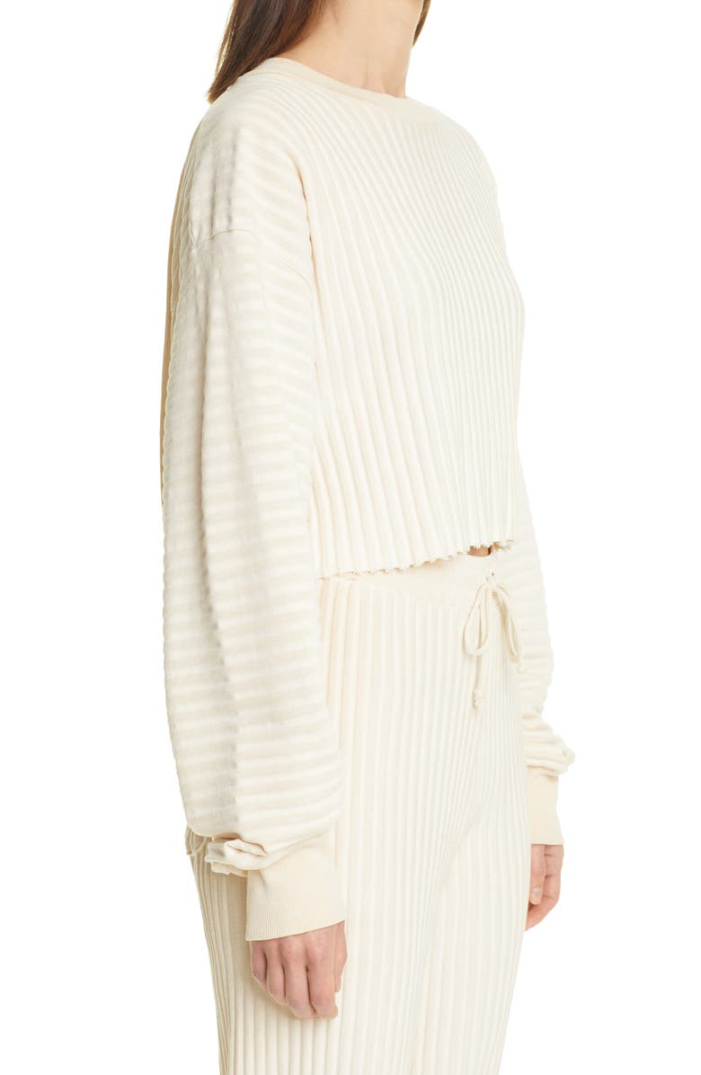 John Elliott Oversize Crop Ribbed French Terry Sweatshirt, Alternate, color, 