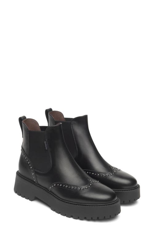 Nerogiardini Brogue Leather Chelsea Ankle Booties In Black