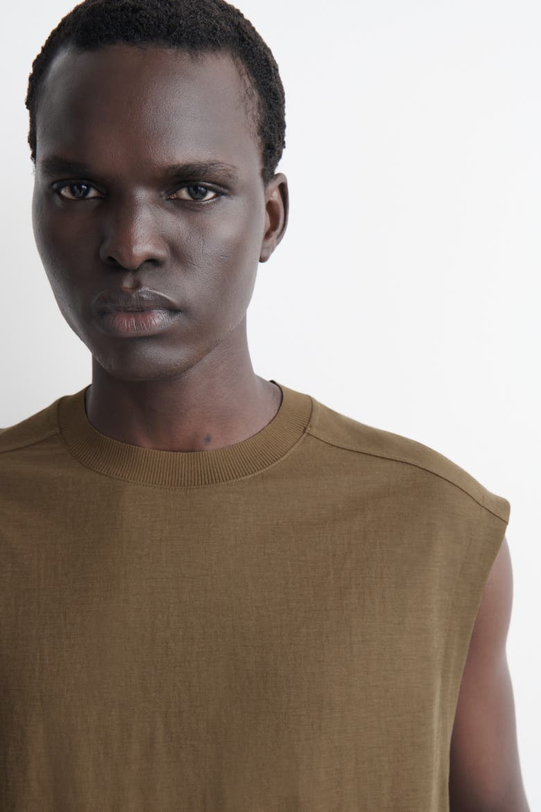 Jersey Tank Top, Alternate, color, DARK KHAKI