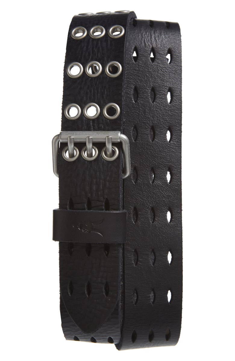 AllSaints Perforated Leather Belt, Main, color, 