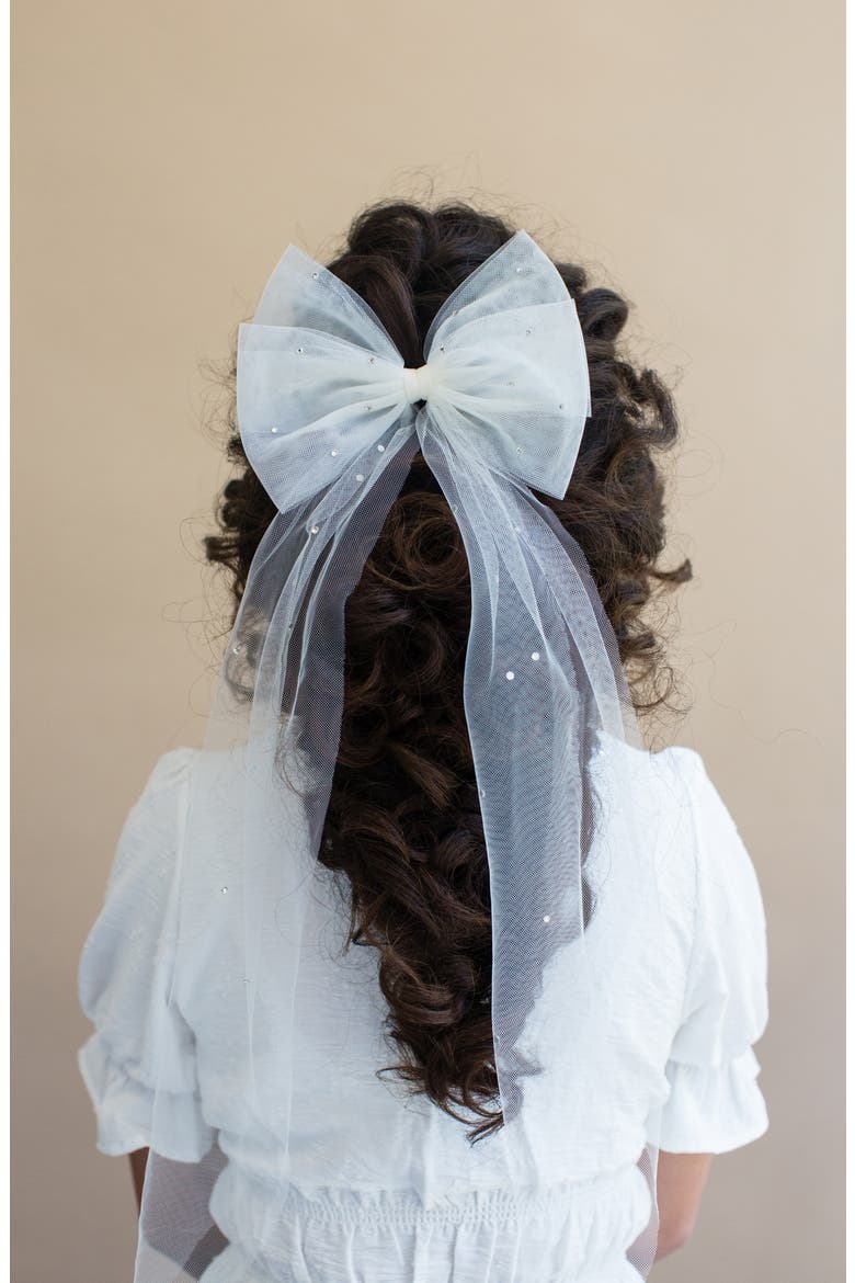 Solene Embellished Tulle Bow, Alternate, color, IVORY