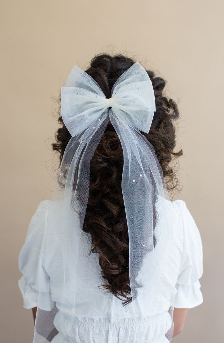 Brides & Hairpins Solene Embellished Tulle Bow, Alternate, color, Ivory